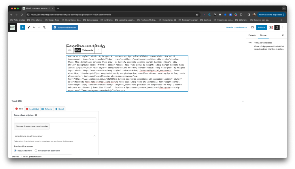 2. Bloque HTML Gutenberg