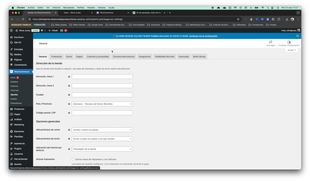 Hacer ajustes envíos, impuestos, etc.
