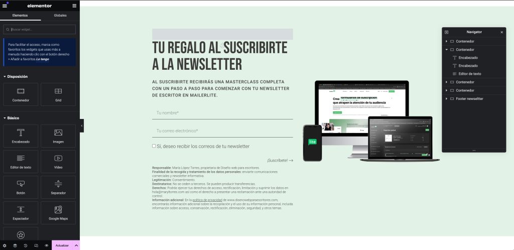 Cómo se ve Elementor