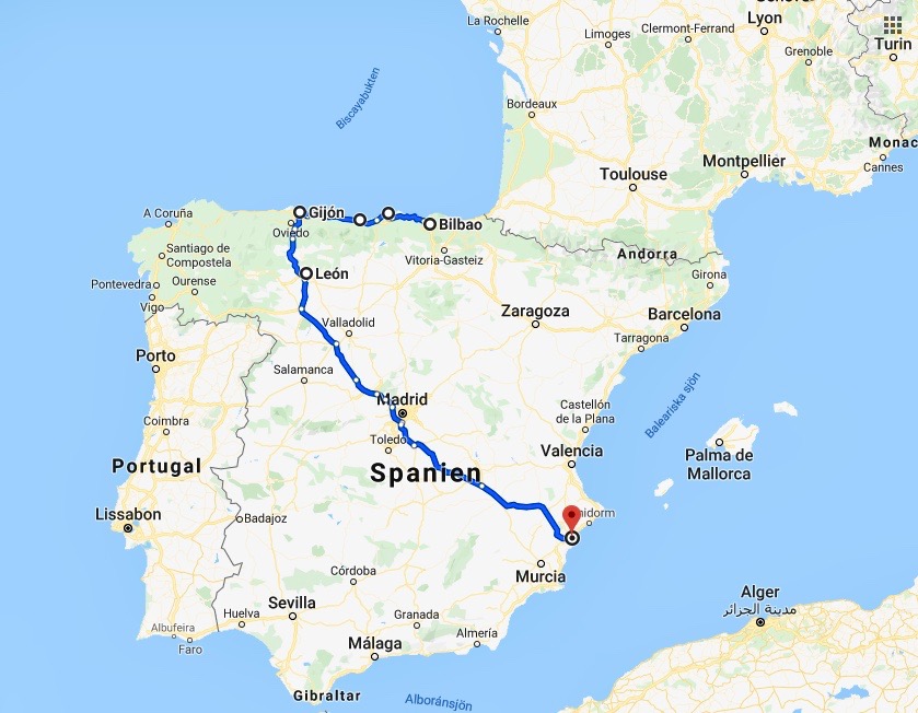 Kanske kommer vår resa med tåg att gå från Bilbao till Gijón. Vi vet inte ännu..