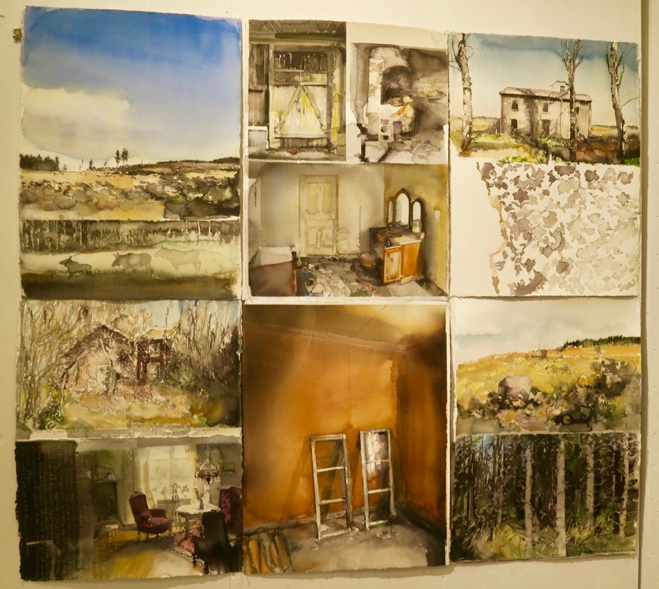 Här har Lars Lerin satt samman nio akvareller till ett collage. Och i alla bildern är ljuset så påtagligt.