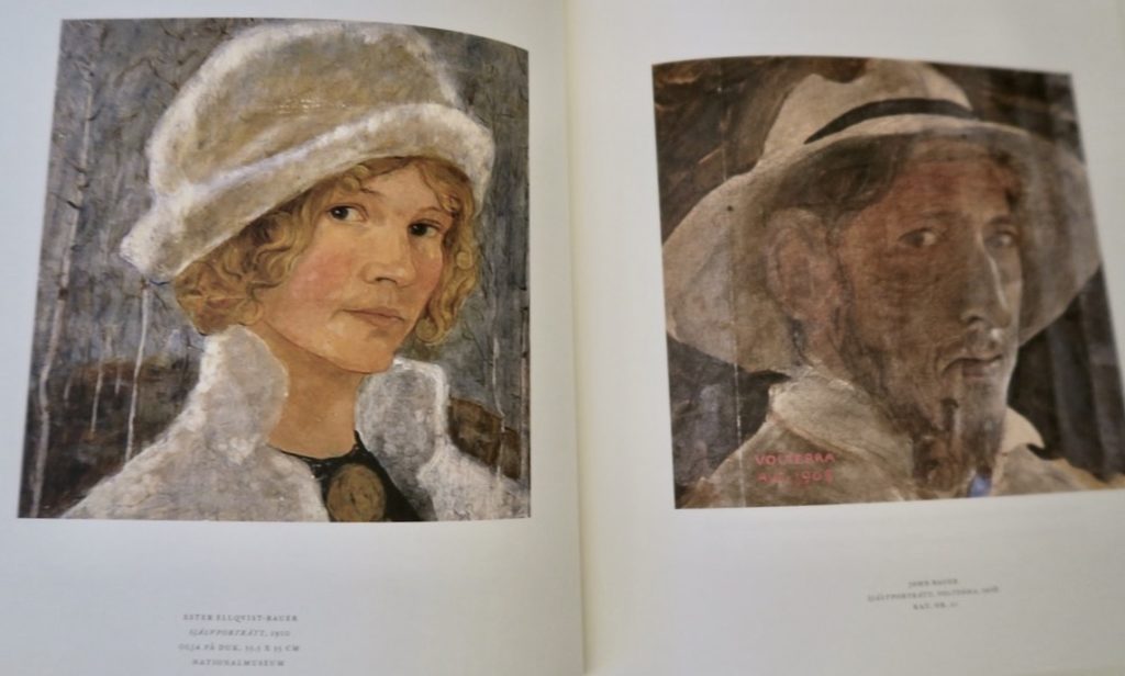Självporträtt av John Bauer och hans hustru Ester Ellqvist Bauer. Finns i vanliga fall på Nationalmuseum men nu utlånade till utställningen på Waldemarsudde. 