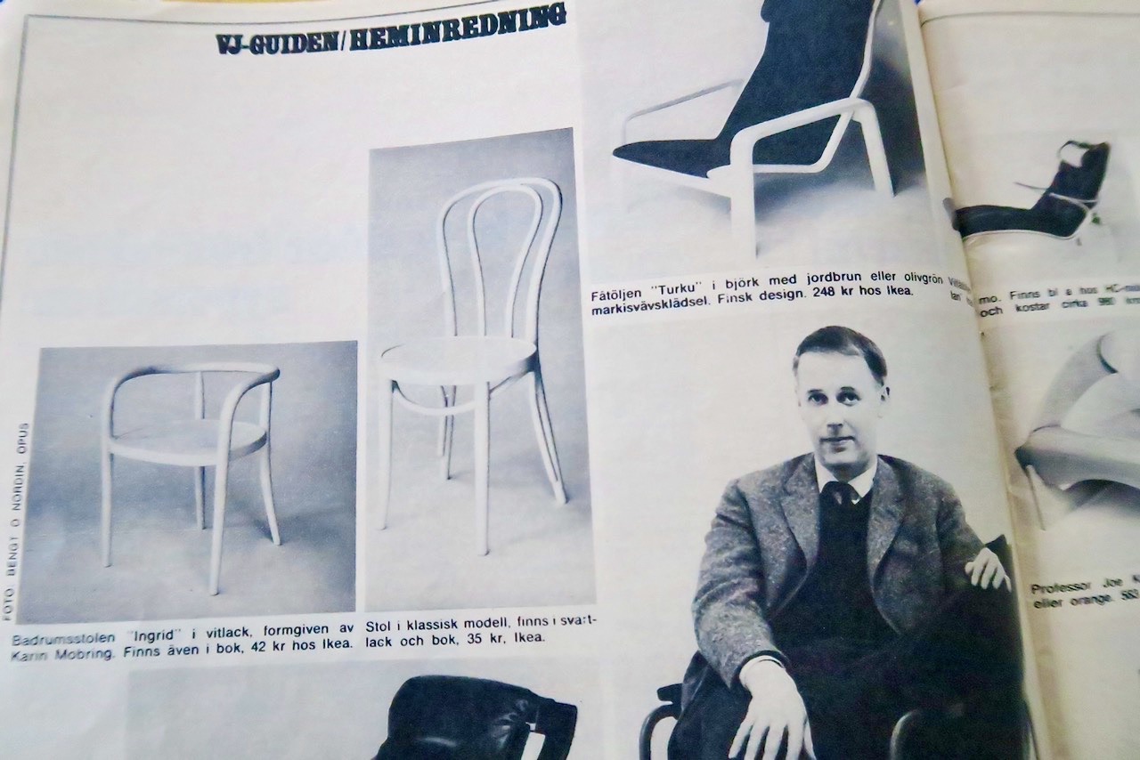 IKEA 1968. Annon för två olika stolar i Veckojournalen mars 1968. 