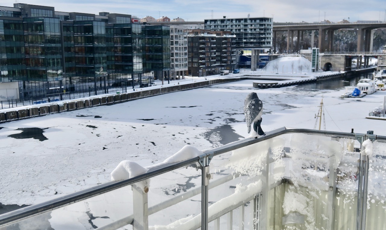 Stockholm. Södermalm- Hammarbykanalen- Snön ligger kvar så våren verkar att skynda långsamt. 