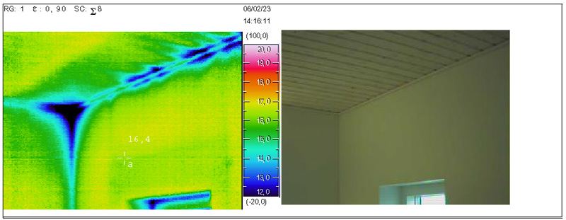 Termograferiner - kontrol af kuldebroer (optaget i forbindelse etableret undertryk i bygningen) - termografering