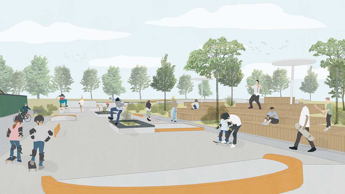 Doms Architect Bjerregrav skatepark illustration