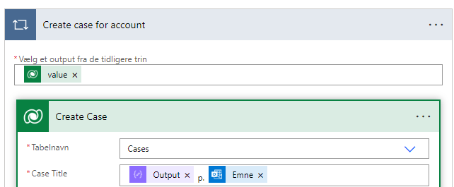 Oprettelse af en sag i Dataverse i Power Automate