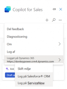 CRM-forbindelse mellem ServiceNow, Outlook og Teams