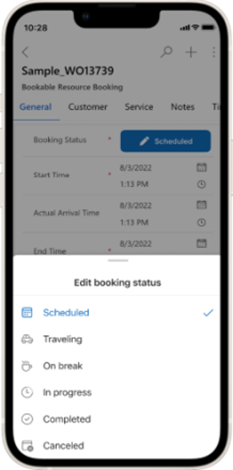 Field Service Booking Status