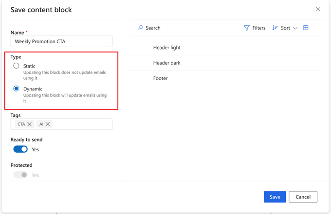 Showing a dynamic content block in Dynamics 365 CI