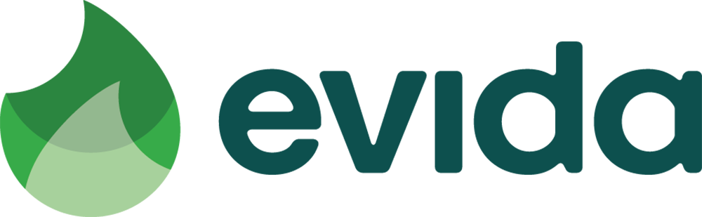 Evida logo. Donkey Power samarbejdspartner.