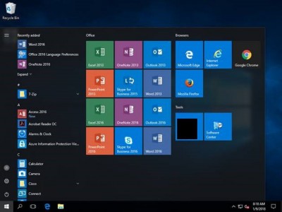 default start menu windows 10