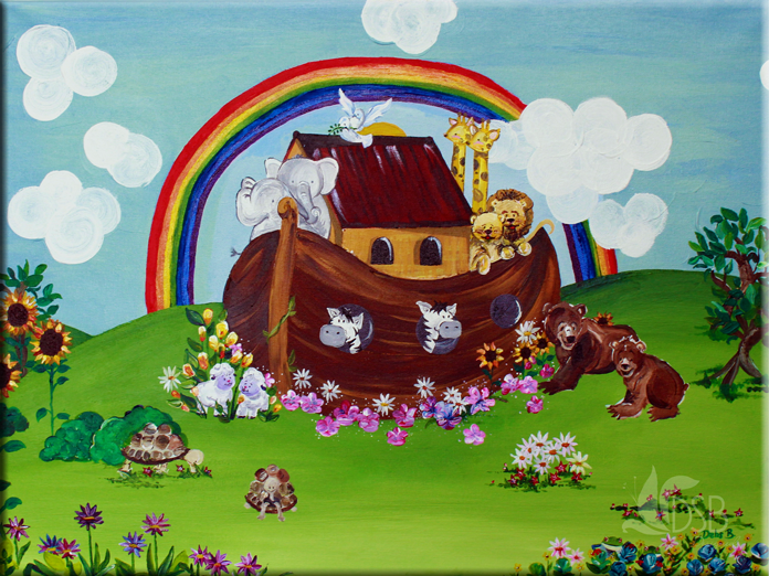 A painting of Noah's Ark for a child's bedroom.