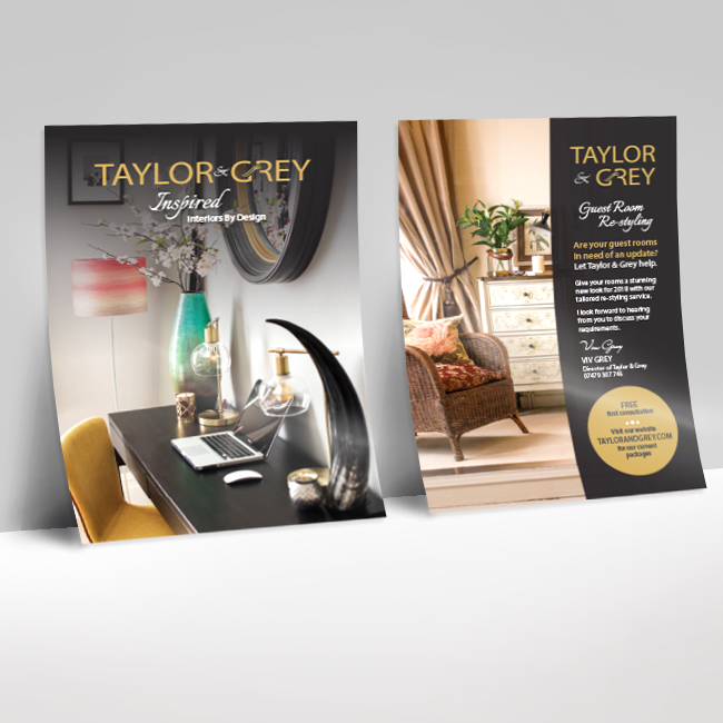 Leaflet flyer design for Taylor & Grey
