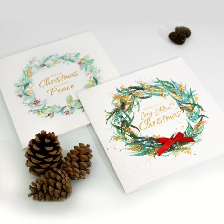 Joy & Peace Filled Wreath Christmas Cards