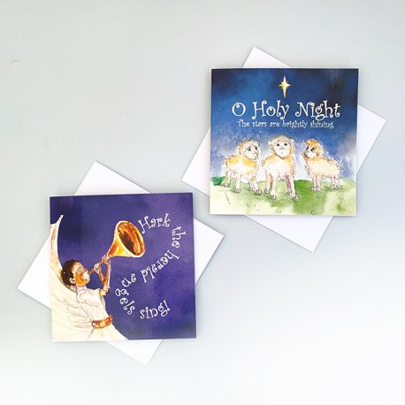 Attention please angel and sheep Christmas cards by DSB Designed. Especially for kids christmas cards.