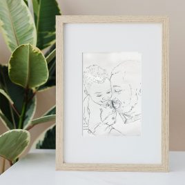 Hand drawn portrait by DSB Designed. Line drawing sketch in pencil.