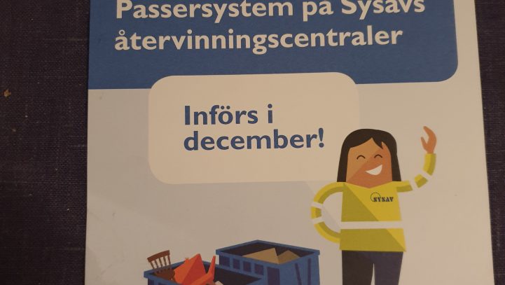 Passersystem införs i december 2019 på Sysav:s återvinningsstationer.