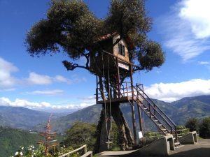 La Casa del Arbol boomhut schommen Baños Ecuador reizen