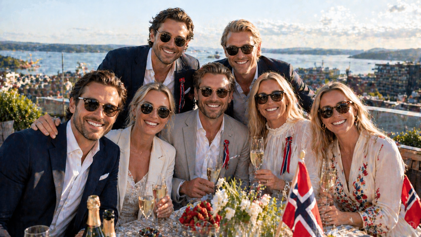Glade mennesker feirer 17. mai med smil