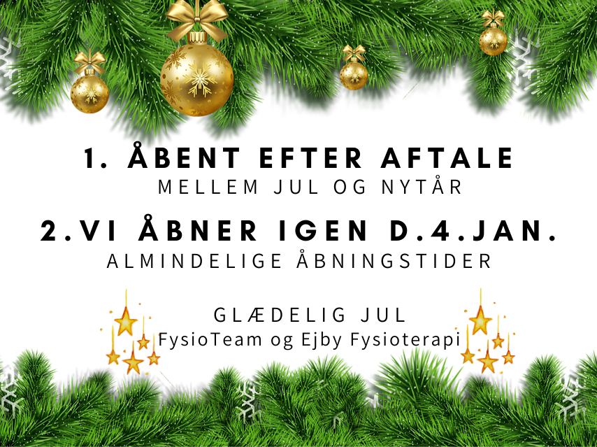 Åbent efter aftale mellem jul og nytår – Vi åbner igen d. 4. jan.