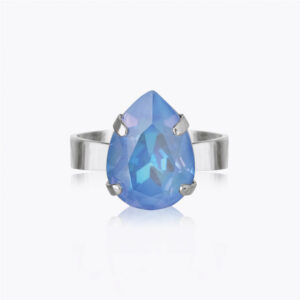 Caroline Svedbom - Mini Drop Ring (Rhodium / Ocean Blue Delite)