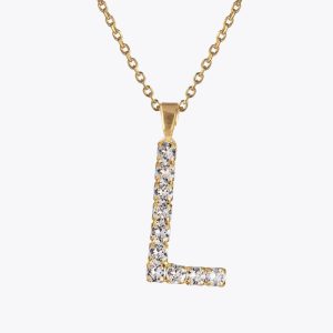 Caroline Svedbom - Letter Necklace L (Gold / Crystal)