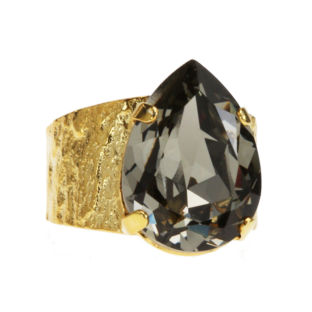 Caroline Svedbom - Classic Drop Ring (Gold / Black Diamond)