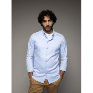 Mos Mosh Gallery - MMGMarco Jersey Stretchskjorta (Light Blue)
