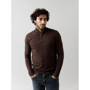 Mos Mosh Gallery - MMGAdam Soft Zip Turtle Neck Knit (Chocolate Brown)
