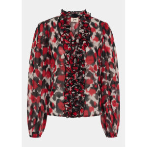 Isay - Vibse Ruffle Blouse (Red Abstraction)