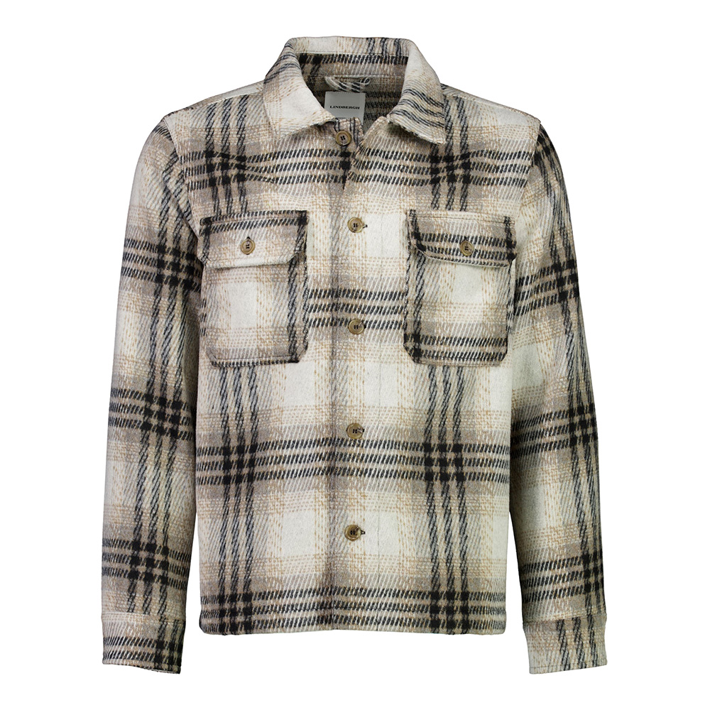 Lindbergh - Wool Touch Check Overshirt (Stone) - Bild 2