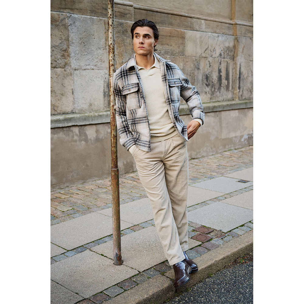 Lindbergh - Wool Touch Check Overshirt (Stone) - Bild 6