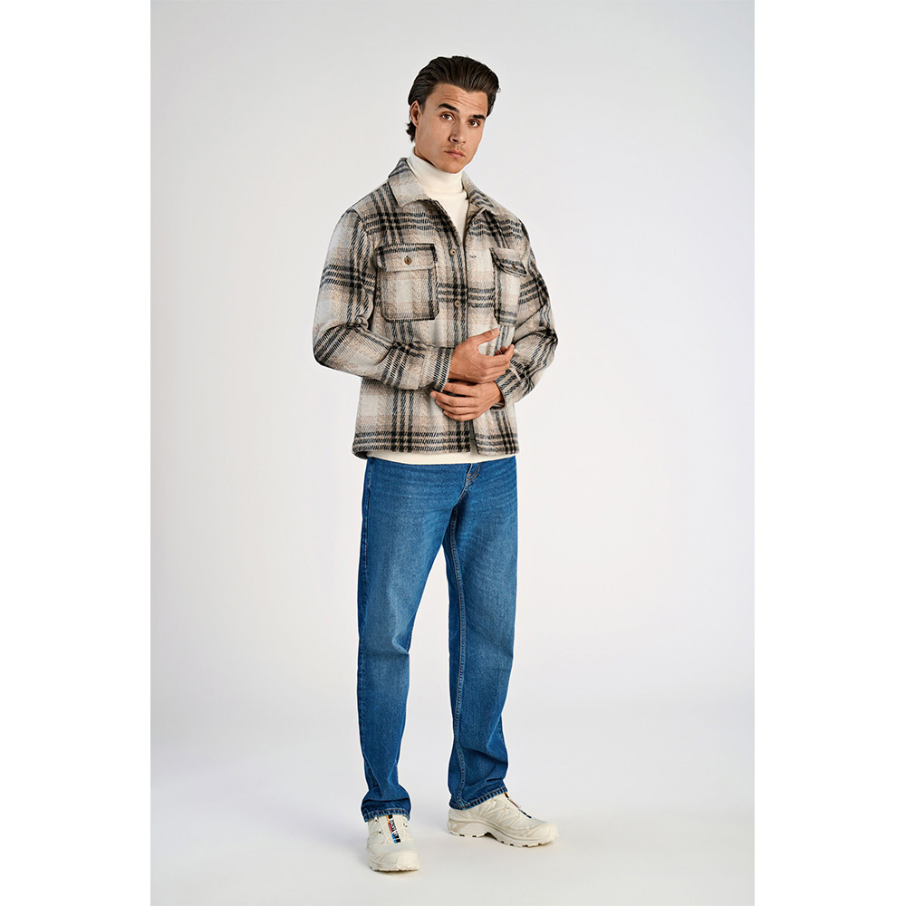Lindbergh - Wool Touch Check Overshirt (Stone) - Bild 5