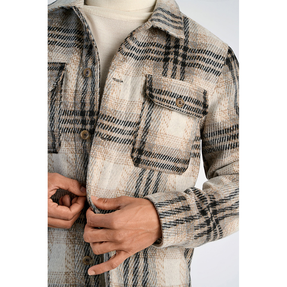 Lindbergh - Wool Touch Check Overshirt (Stone) - Bild 3