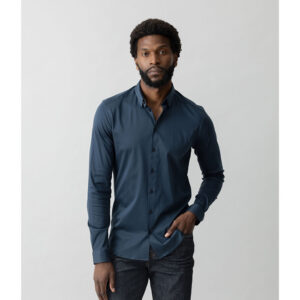 Mos Mosh Gallery - MMGMarco Jersey Stretchskjorta (Navy)