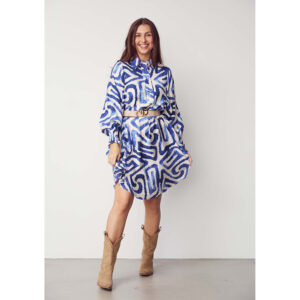 Isay - Ane Printed Dress (Blue Graphical)