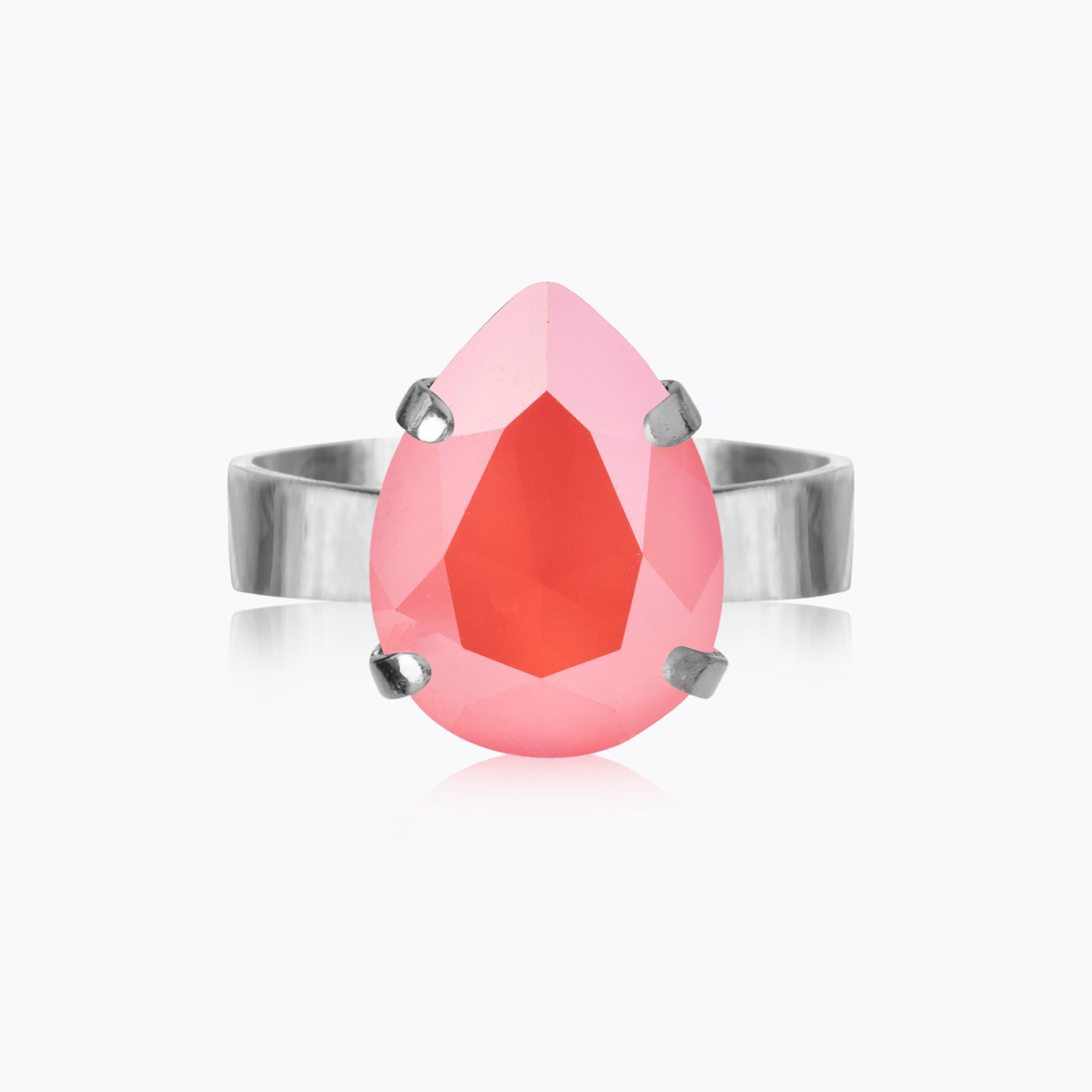 Caroline Svedbom - Mini Drop Ring (Rhodium / Light Coral)