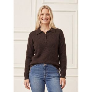 Isay - Anna Colar Pullover (Dark Brown Melange)