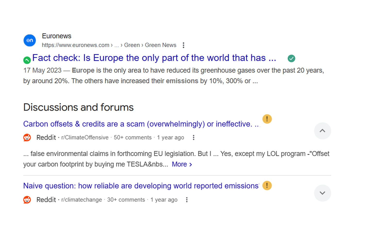 Verified Search Result