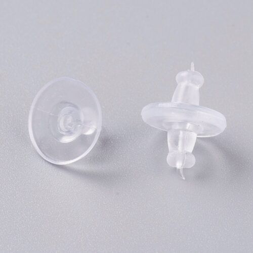 Gummi øre lås / bagmekanik, bred gummi lås til ørestik og tunge øreringe  i 10 x 6 mm hul 0,8 mm Prisen er for 2 par