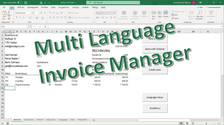 Multi Language Excel Invoice Template