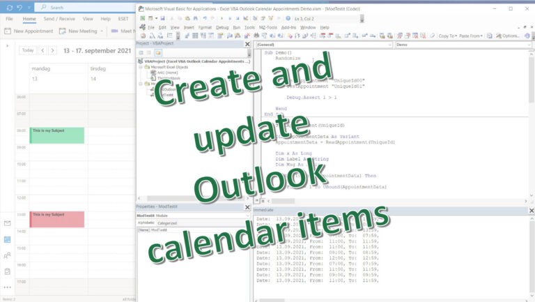 Excel VBA – Create and update Outlook Calendar Items