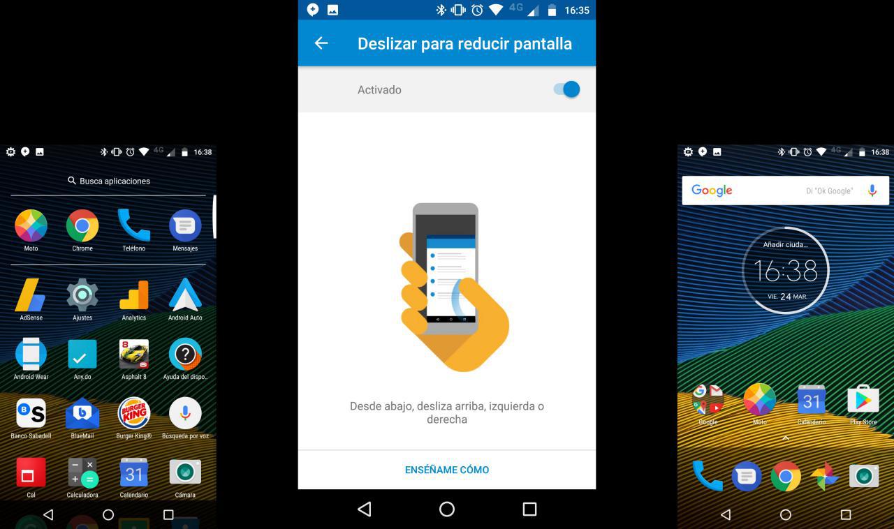 Moto G5 reducción de pantalla