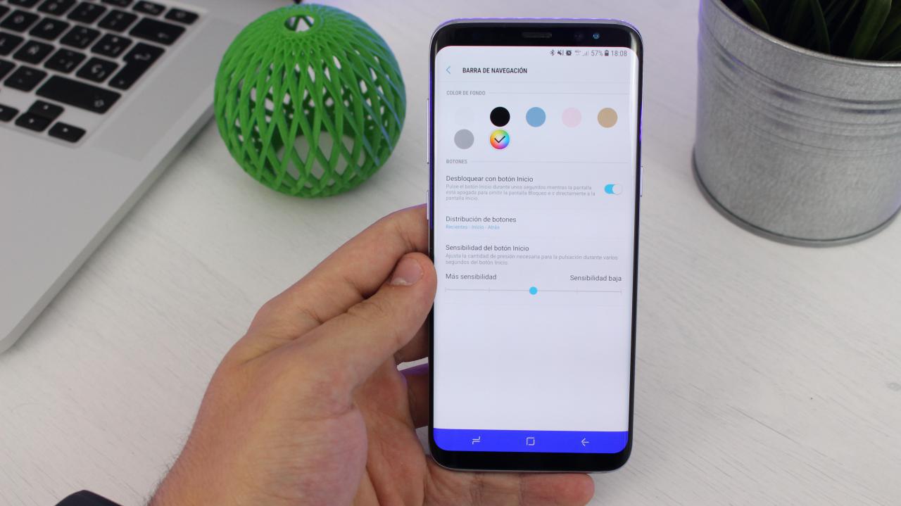 Samsung Galaxy S8 barra de navegación personalizable