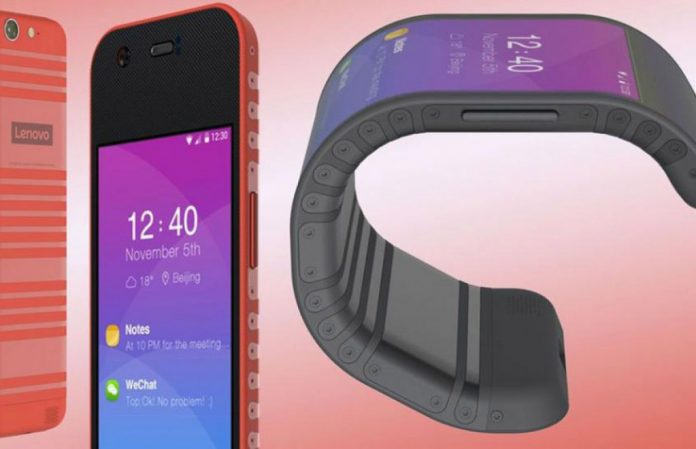 concepto smartphone Lenovo pantalla flexible