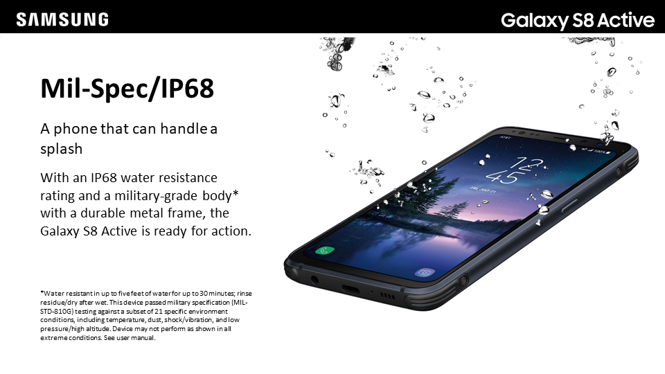 Samsung Galaxy S8 Active: Resistencia al agua