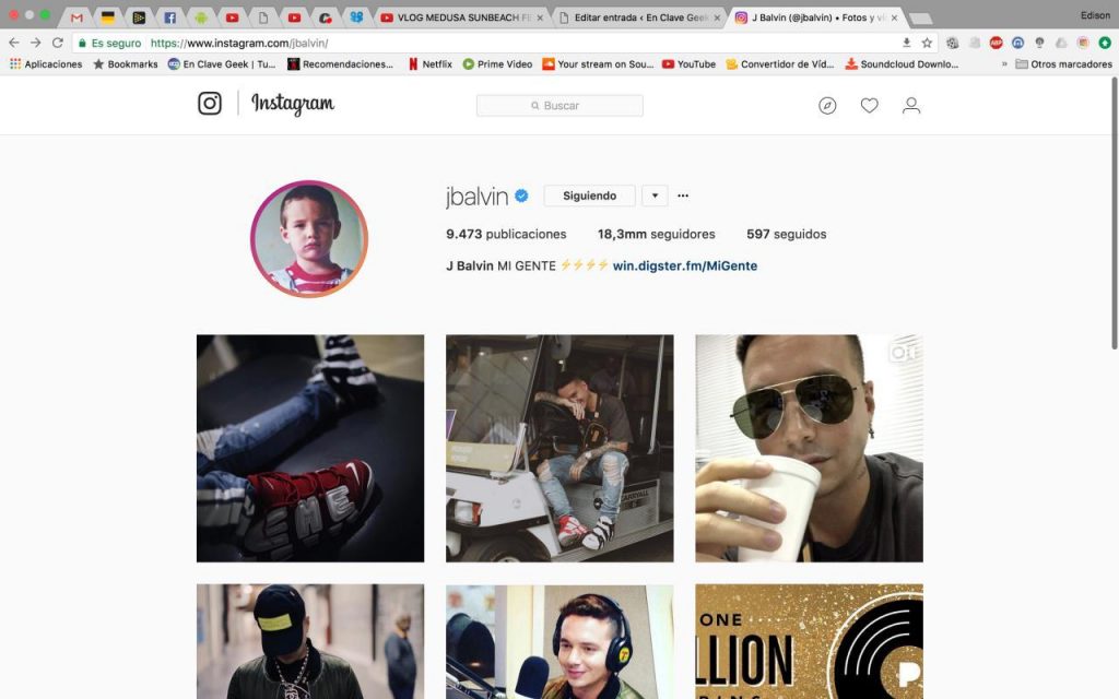 ver y descargar las historias de Instagram en nuestro PC: Instagram de J Balvin