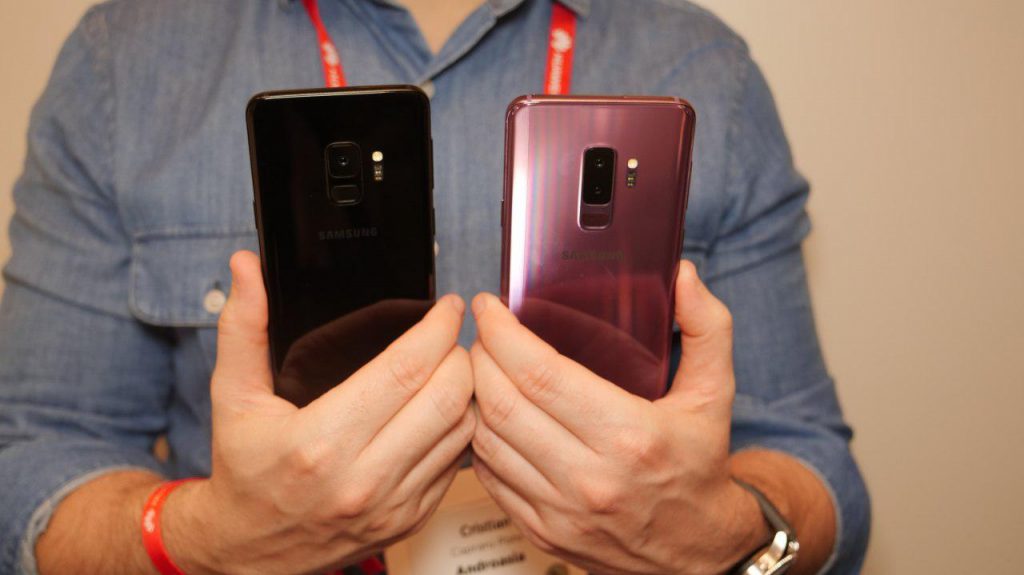 Samsung Galaxy S9 rosa y negro