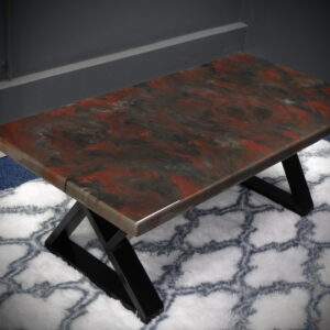 Red and Gray Coffee Table Resin